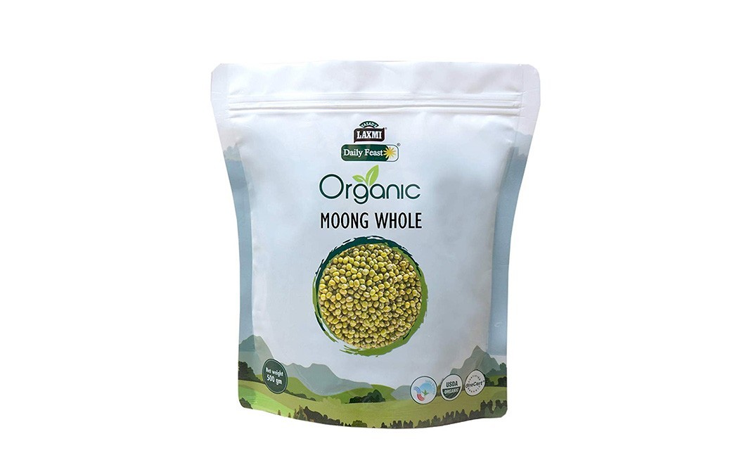 Laxmi Daily Feast Organic Moong Whole    Pack  500 grams